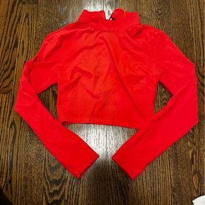 Red Mock Neck Adika Cropped Top